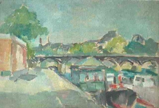 Quai de Seine. 1950-1959. Huile sur bois. 22 X 33 cm. Coll. particulière